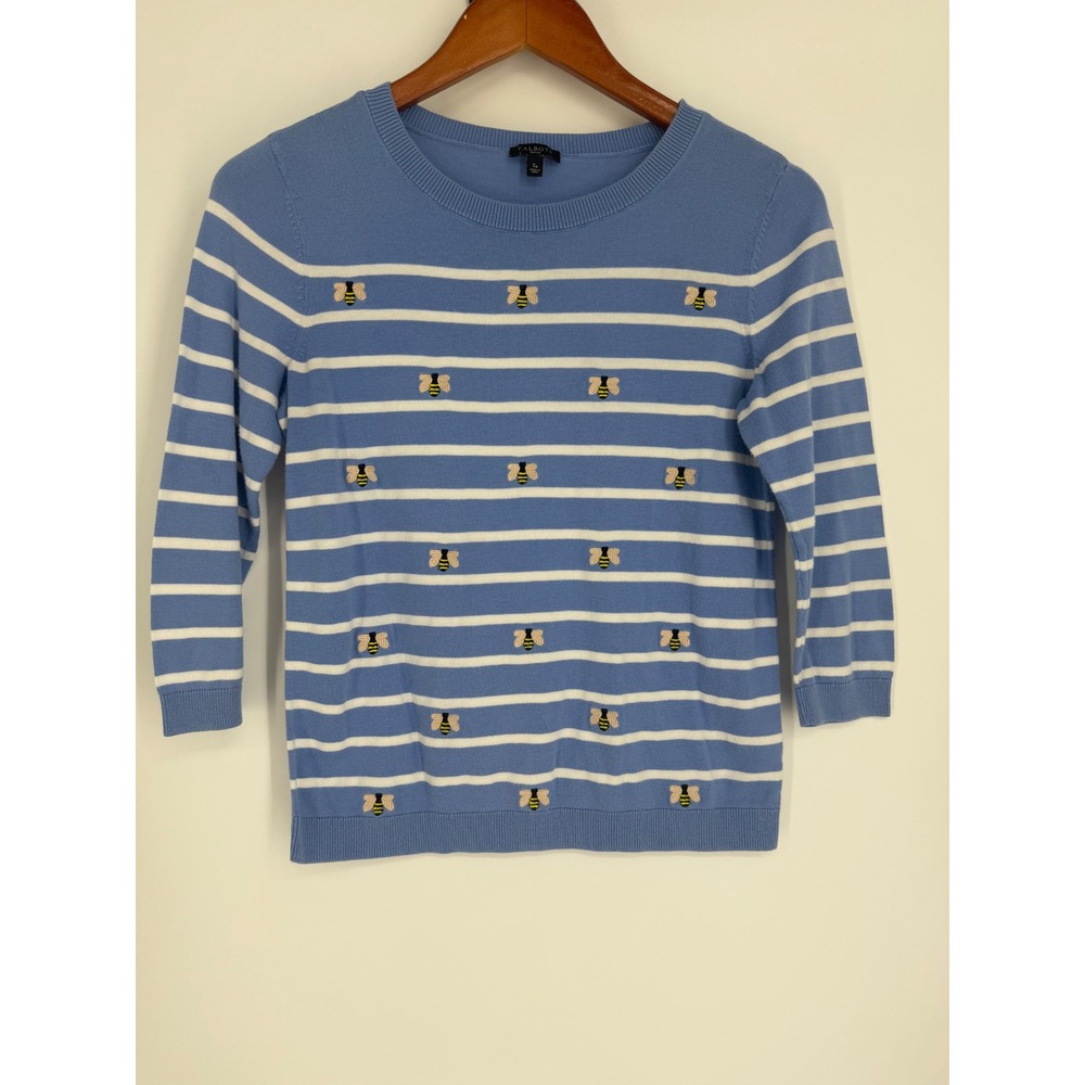Talbots Womens Bee Striped Sweater Small Petite Preppy Coastal Nautical Spring